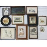 A collection of mainly 19th century pictures and prints relating to animals including a small
