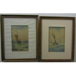 Richard Markes (fl. 1890-1920) - Pair of marine studies, signed, watercolour, 27 x 17 cms, framed,