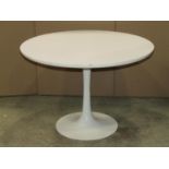 An Arkana white tulip occasional table of circular form raised on a weighted stamped base 75 cm in