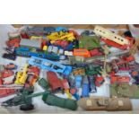 Mixed collection of unboxed and play worn model vehicles including 2 x ERTL tanks, a Husky farm