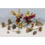 A large collection of brass animals and character groups to include monkey's, bears, rats, etc (a