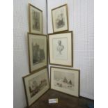 A quantity of 19th century coloured engravings of continental city scenes including Paris and Rouen,