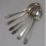 George III silver beaded dessert spoons, maker Thomas Chawner, London 1776, 16.5 cm long, 6 oz