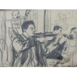 Dame Laura Knight DBE RA RWS (British 1877-1970) - Study of musicians, charcoal on paper, signed,