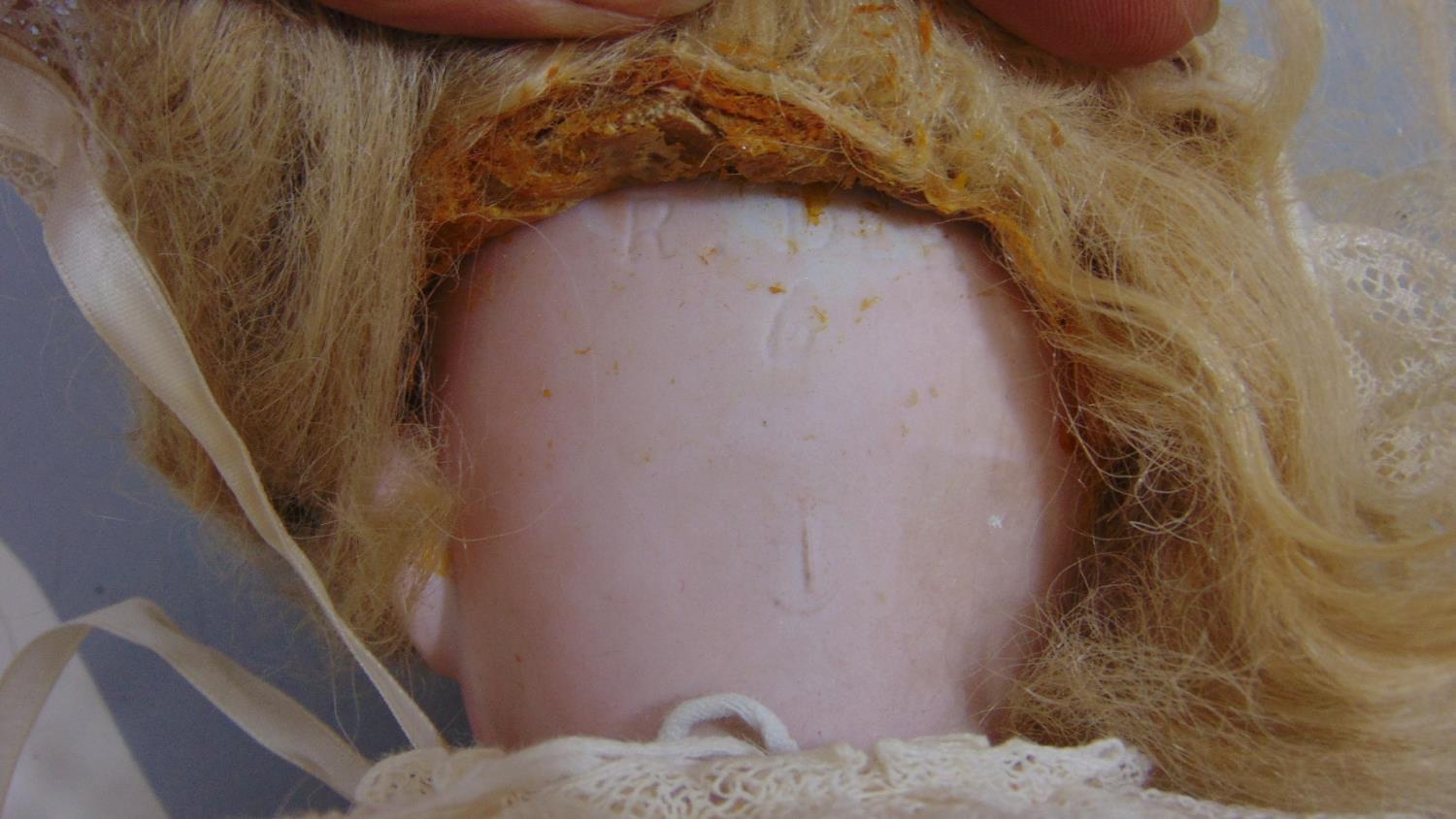 2 circa 1920's bisque head dolls both with jointed composition bodies, fixed blue eyes,open mouth - Image 7 of 8