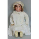 1920's bisque headed doll by Simon & Halbig for Kammer & Rheinhardt, impressed '80' with brown hair,