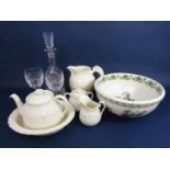 Good quality Waterford decanter and two goblets, the decanter 34 cm high; together with further