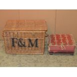 A Victorian mahogany footstool of square form with alternating fox and bird pattern tapestry top