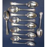 Eleven William IV Kings Husk pattern tablespoons, makers marks rubbed, London 1832, 35oz approx