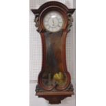 Victorian mahogany drop dial wall clock in lobe shaped case with acanthus mouldings, single train