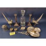 A mixed lot of mainly silver plated and glassware comprising various cut glass goblets, a