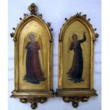 An interesting pair of 19th century studies of angelic musicians, both full length, painted in oil