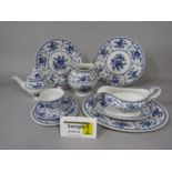 A quantity of Johnson Brothers Indian pattern wares comprising sauce boat and stand, oval serving