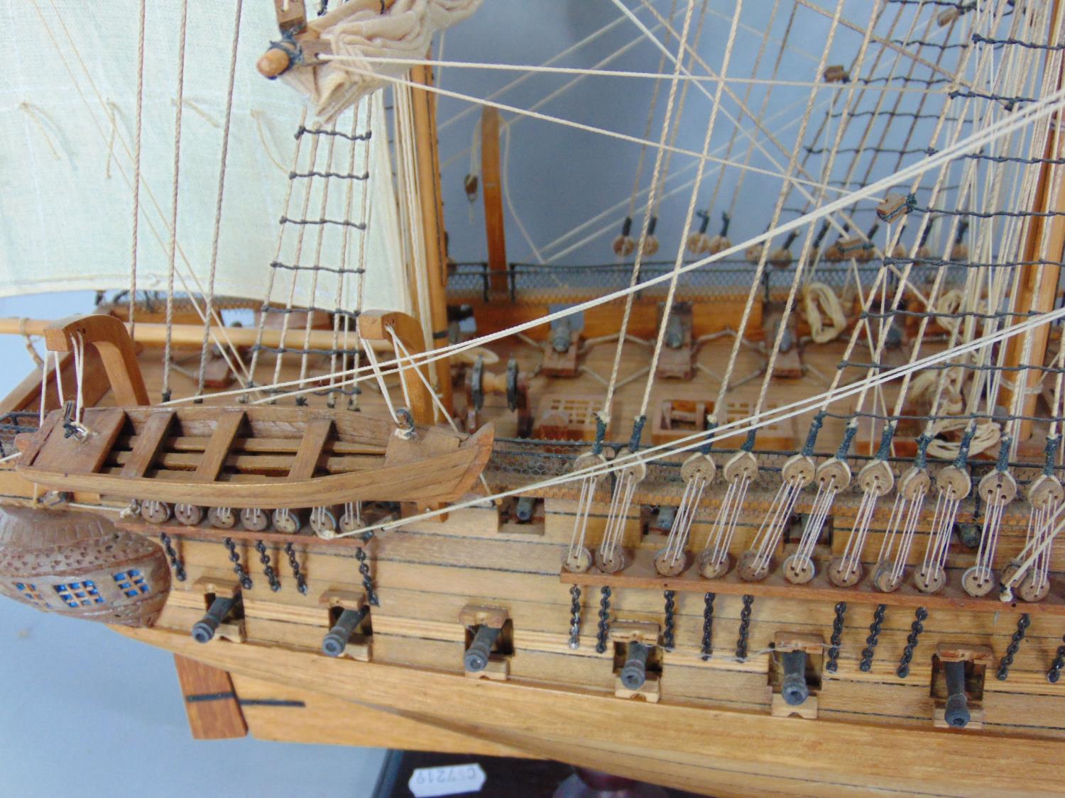 A fully rigged timber model of The USS Constitution, 82cm long - Image 2 of 4