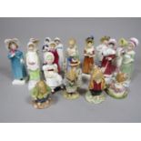 A collection of fifteen Royal Doulton figures from the Kate Greenaway collection, together with