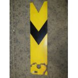 Railwayana - Enamel signal, yellow ground with single black chevron, 122cm x 31cm