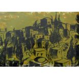 P.. Layton - Study of a middle eastern style townscape, probably screen print on paper, signed