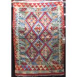 Choli kelim rug with colourful geometric design, 130 x 85 cm
