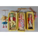 3 boxed Pelham Puppets; Cinderella, Prince Charming and 'Frog', (boxes AF) together with one other