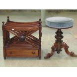 A good quality Victorian rosewood piano or music stool, with circular revolving upholstered seat,