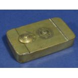 Unusual antique brass lockable box with chapter ring engraved with Roman numerals and revolving