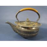 A silver spirit kettle (kettle only) the circular body with half fluted panels, gadrooned borders,