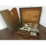 Artist box fitted with palette and with brass presentation plaque H S Kortright, presented to him by