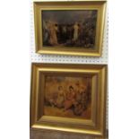 Two late 19th century crystoleans, one showing a continental scene , the other an English garden