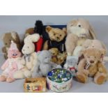 Mixed collection of toys including a Harrods Millenium Teddy Bear, chess pieces, a quantity of