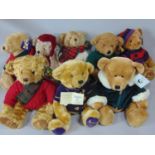 8 Harrods Christmas Teddy Bears dated 1998- 2004, with labels, unboxed (8)