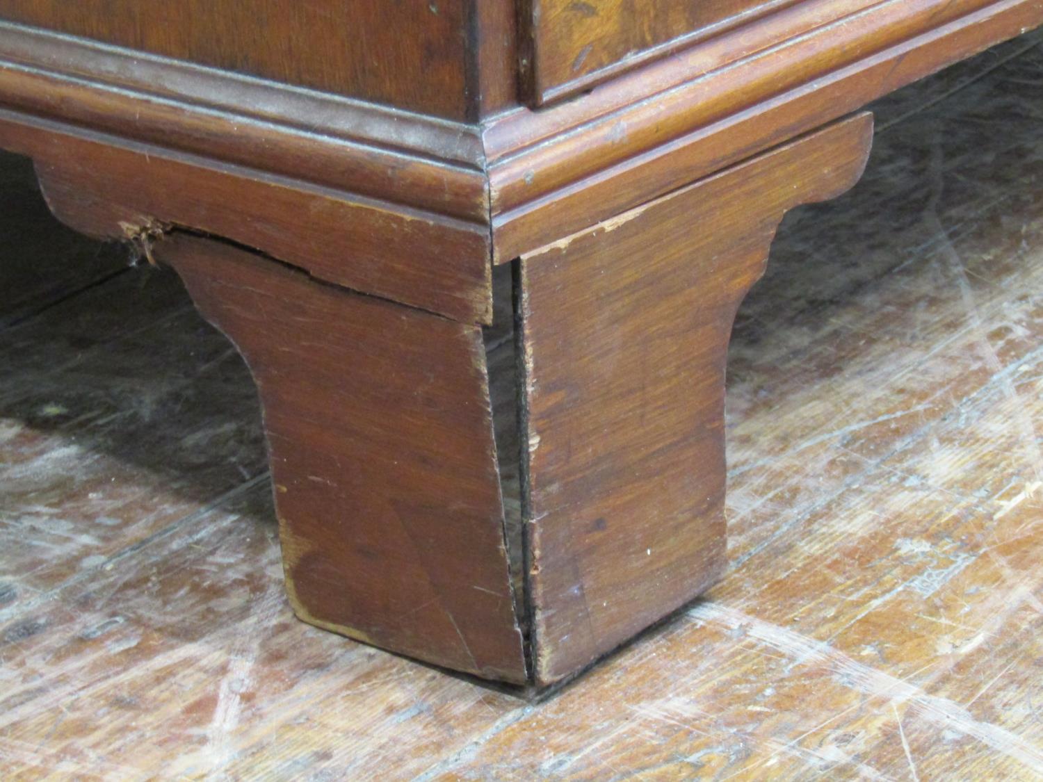 A Georgian mahogany chest on chest of six long and two short drawers with central brushing slide, - Image 5 of 7