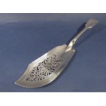 William IV silver fiddle pattern fish serving knife with typical pierced blade, maker W E, London