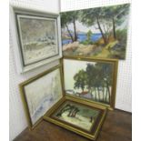 A collection of 20th century continental school oil paintings, probably Belgian, including a
