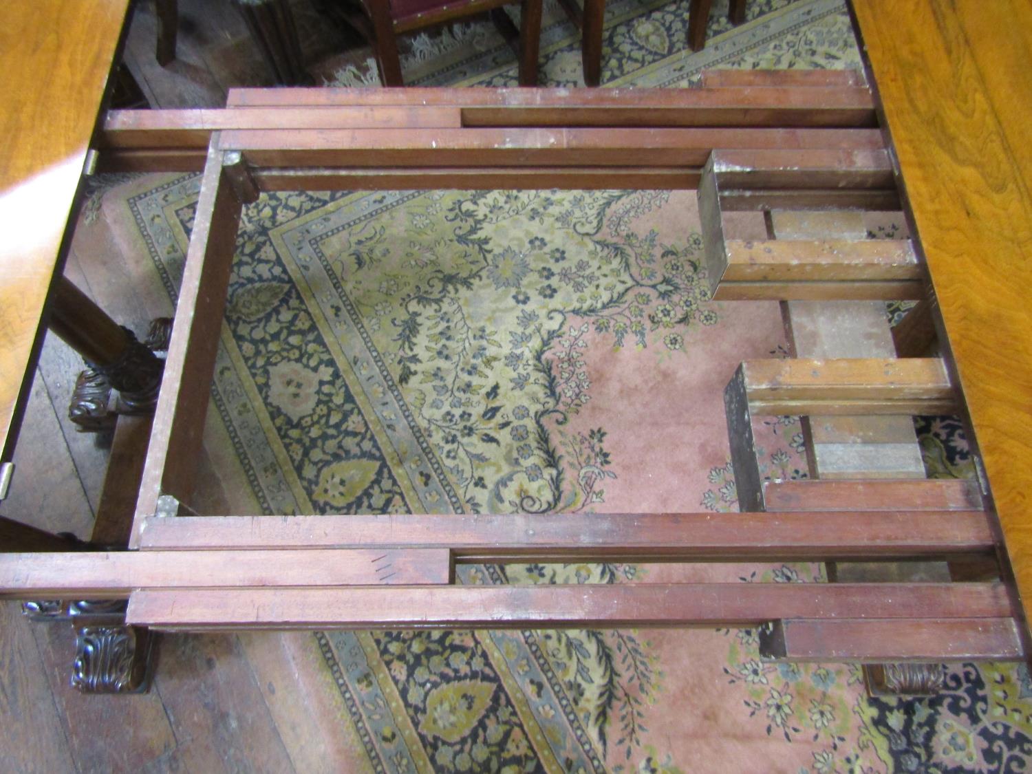 A good quality late Victorian/early Edwardian walnut D end extending dining table, raised on three - Image 8 of 9