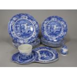 A collection of Copeland Spode Italian pattern blue and white printed wares comprising six dinner