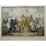 A collection of fourteen coloured prints of early 19h century style political caricatures (in