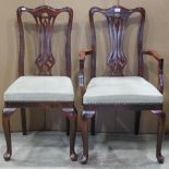 A set of six (4&2) contemporary reproduction Georgian style dining chairs with pierced vase shaped