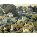 Donald H Edwards (20th century British school) - A view of Pitchcomb Gloucestershire, signed,