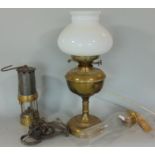 Unnamed vintage miners lamp in brass and steel, brass lamp, etc