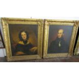RW Brown (19th century British school) - A pair of Portraits, both half length, of a lady and a