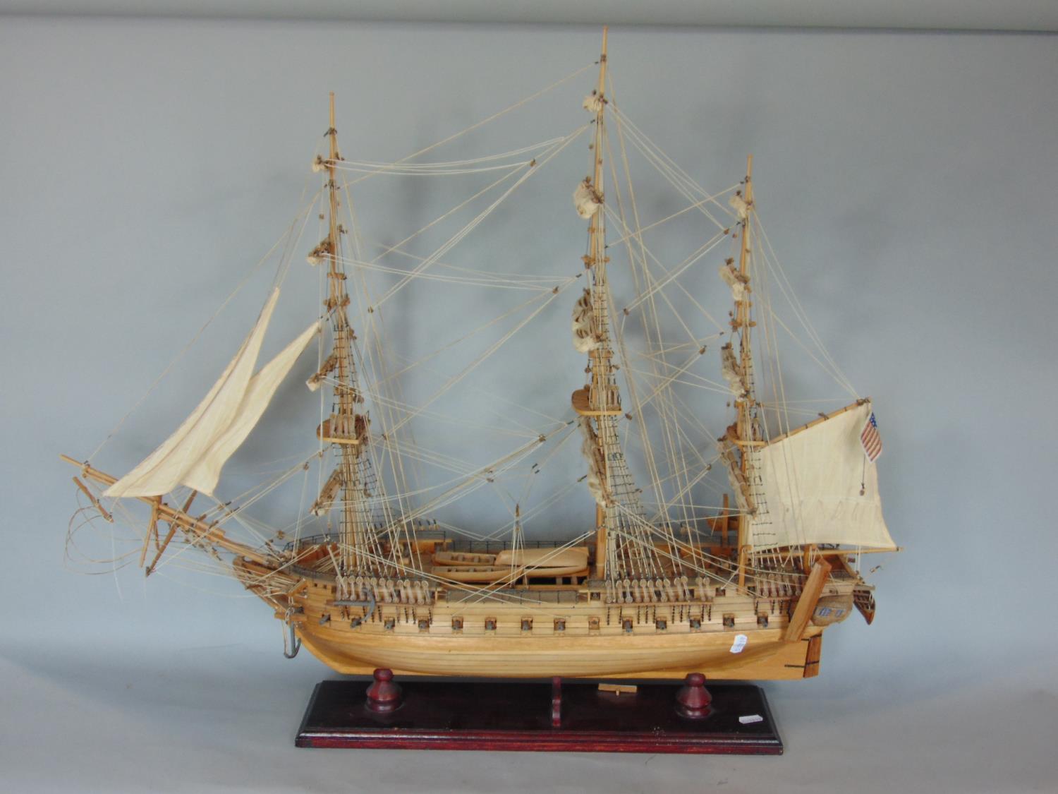 A fully rigged timber model of The USS Constitution, 82cm long - Image 4 of 4