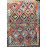 Choli Kelim rug with typical colourful geometric decoration, 150 x 100 cm