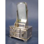 Eastern white metal novelty silver pill box in the form of a dressing table with raised bevelled
