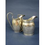 Georgian silver helmet shaped cream jug with reeded borders, London 1815, together with further