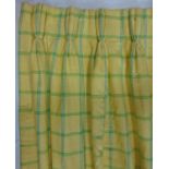 2 pairs curtains in yellow colourway with triple pleat heading, lined and thermal lined. Larger pair