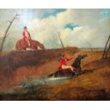 Mid-19th century British school (Attributed to Henry Alken 1810-1894) - Dramatic hunting scene
