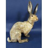 An unusual Winstanley model of a seated hare with painted mark to base, 38 cm tall approximately