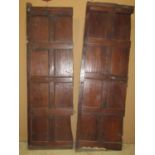 Two areas of 18th century oak panelling (probably from a robe) with moulded framework, each