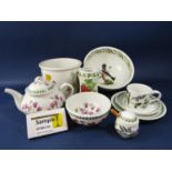 A collection of Portmeirion Botanic Garden patternwares including six tea cups, six saucers,