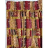 1 pair bespoke made full length curtains in contemporary fabric with a patchwork design in